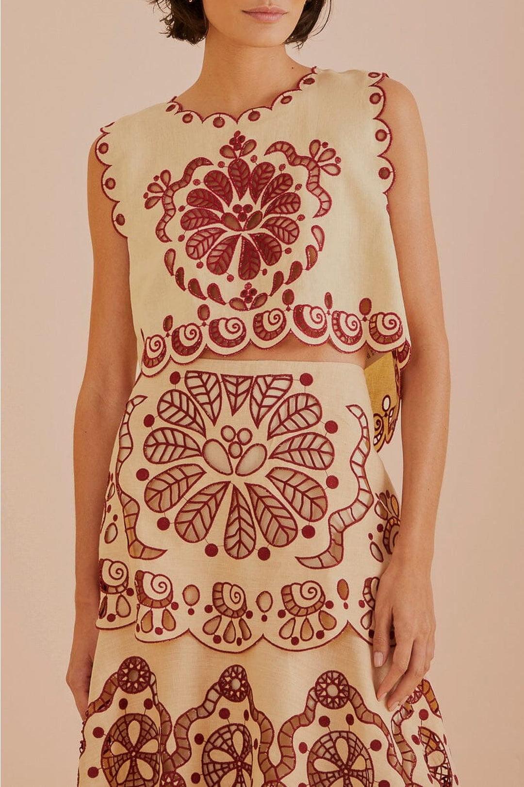 Top court sans manches en lin - Beige