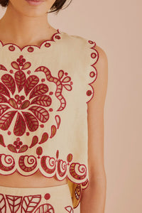 Top court sans manches en lin - Beige