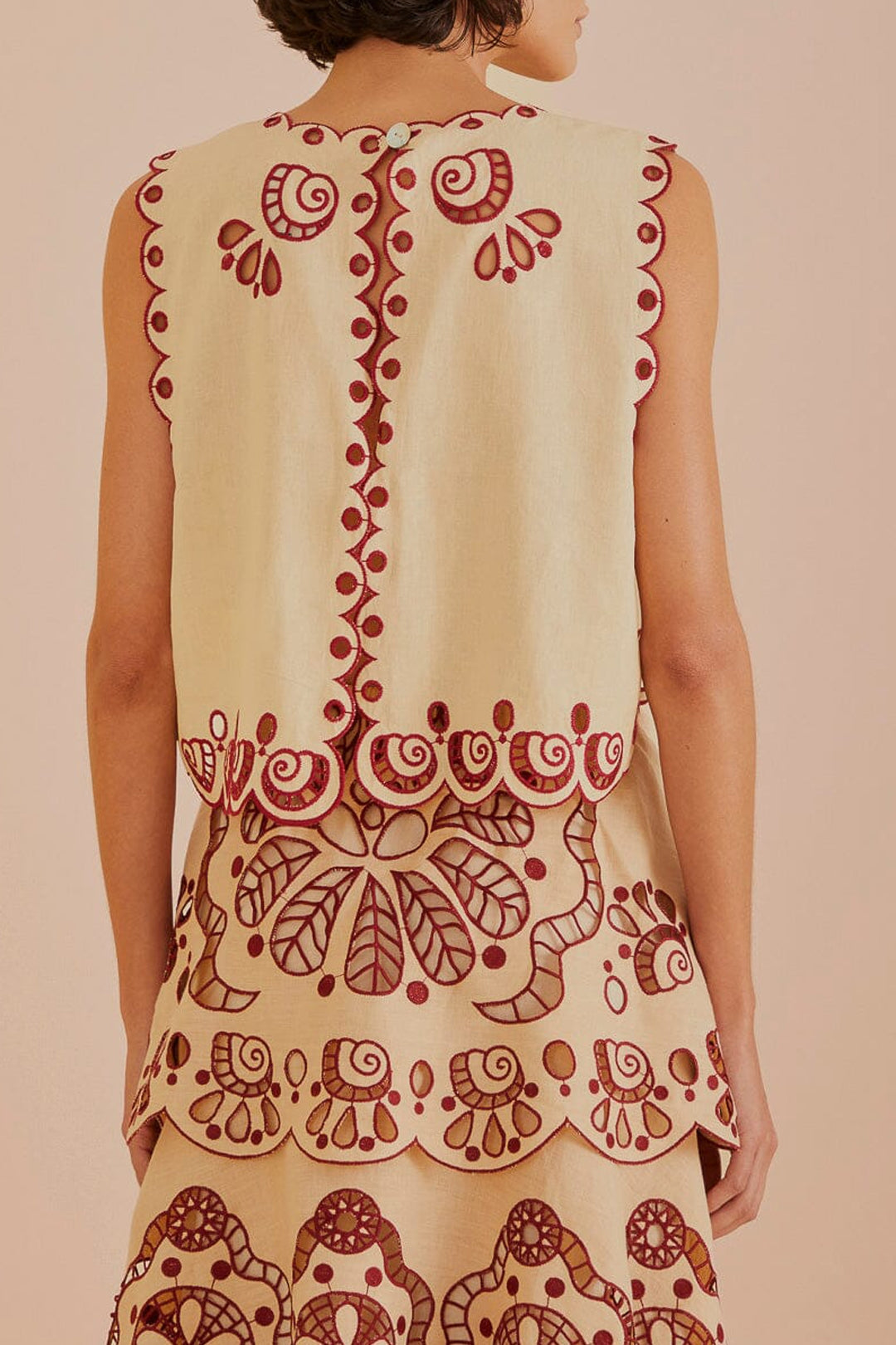 Top court sans manches en lin - Beige