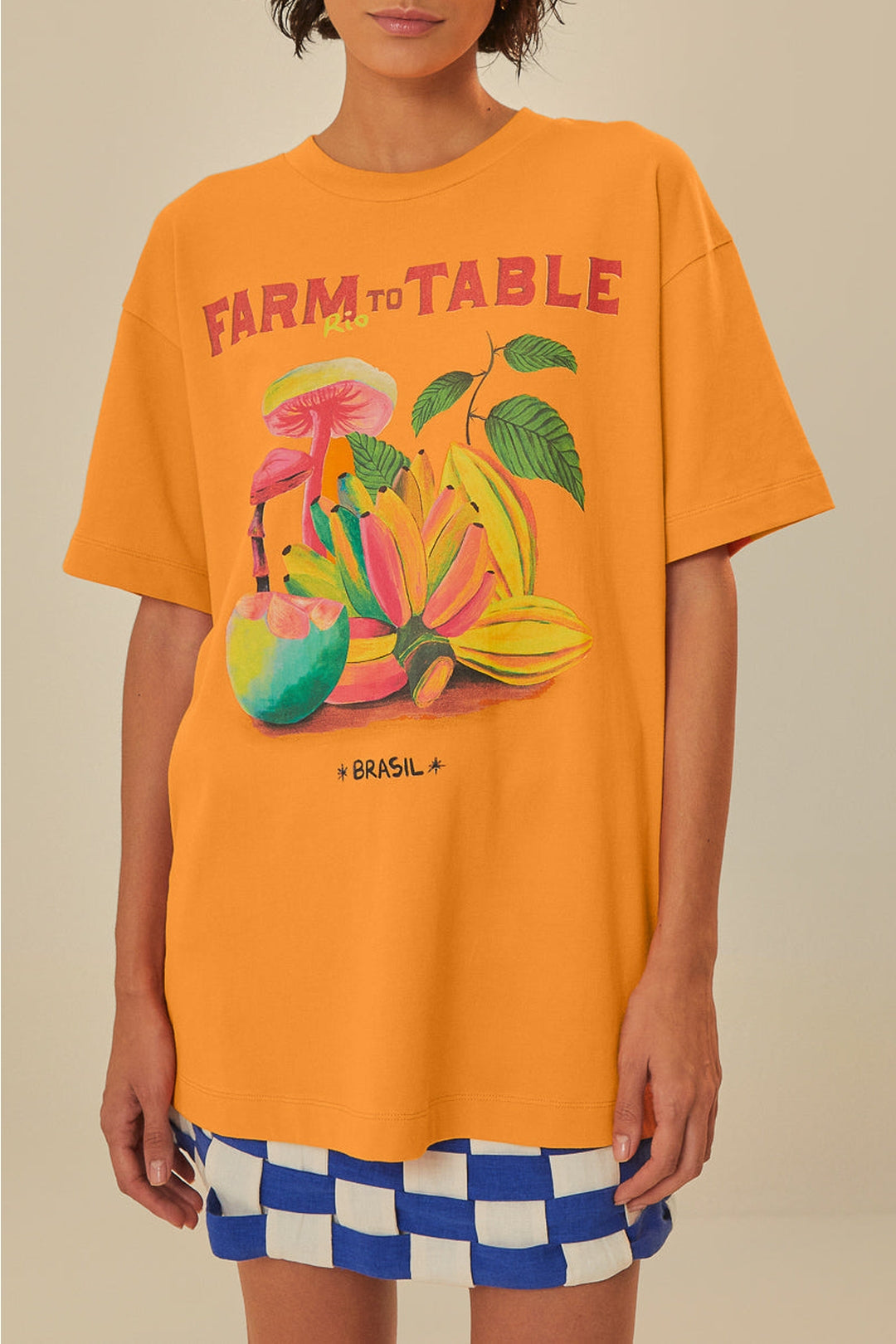 T-shirt décontracté de la ferme à la table en coton - Orange