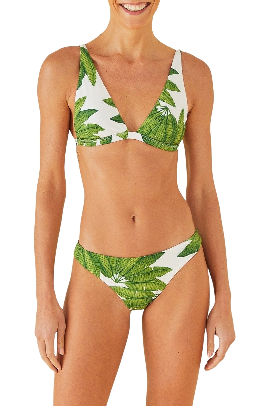 Haut de bikini triangle Palm Fan - Vert