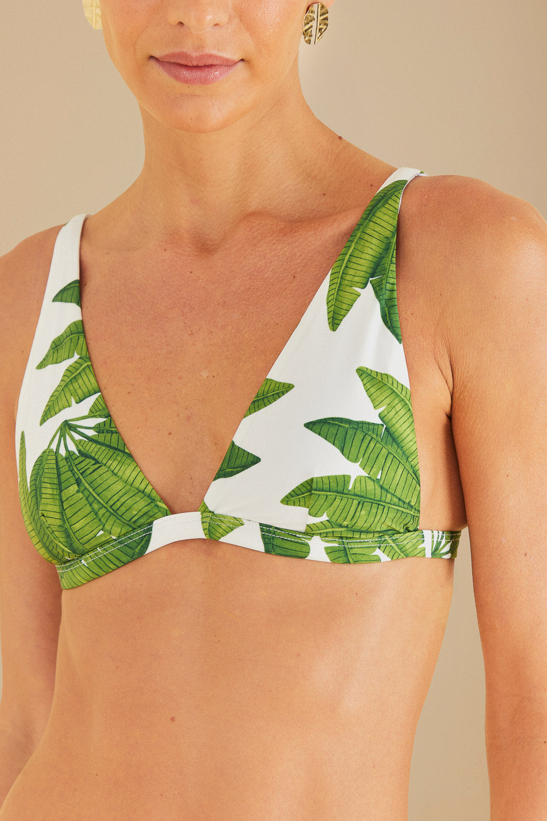 Haut de bikini triangle Palm Fan - Vert