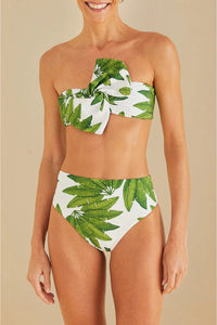 MEDIA OFF LINE_Bas de bikini taille haute Palm Fan - Vert