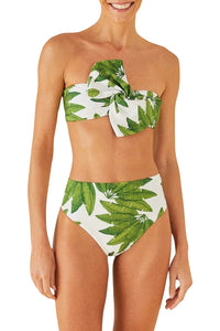 MEDIA OFF LINE_Bas de bikini taille haute Palm Fan - Vert