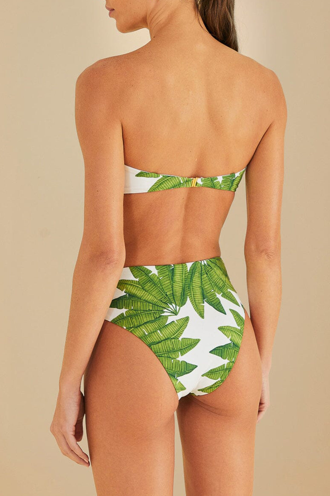 MEDIA OFF LINE_Bas de bikini taille haute Palm Fan - Vert