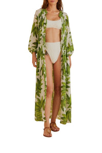 Robe longue Palm Fan en coton - Vert