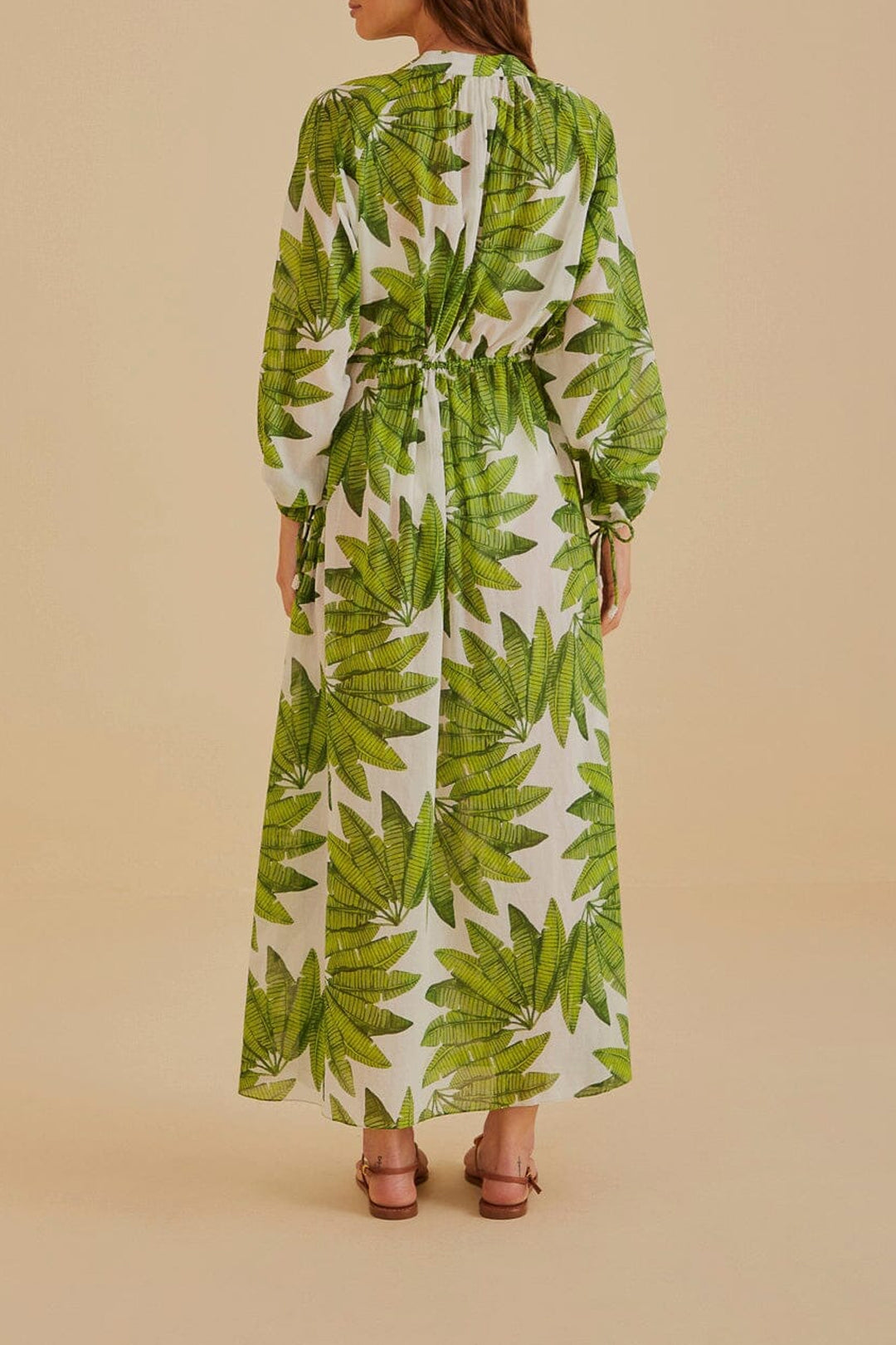 Robe longue Palm Fan en coton - Vert