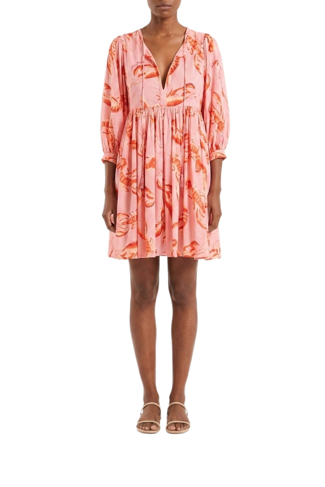 Robe courte Lobsters en coton - Rose