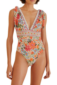 Bloom Garden one-piece swimming costume - Orange