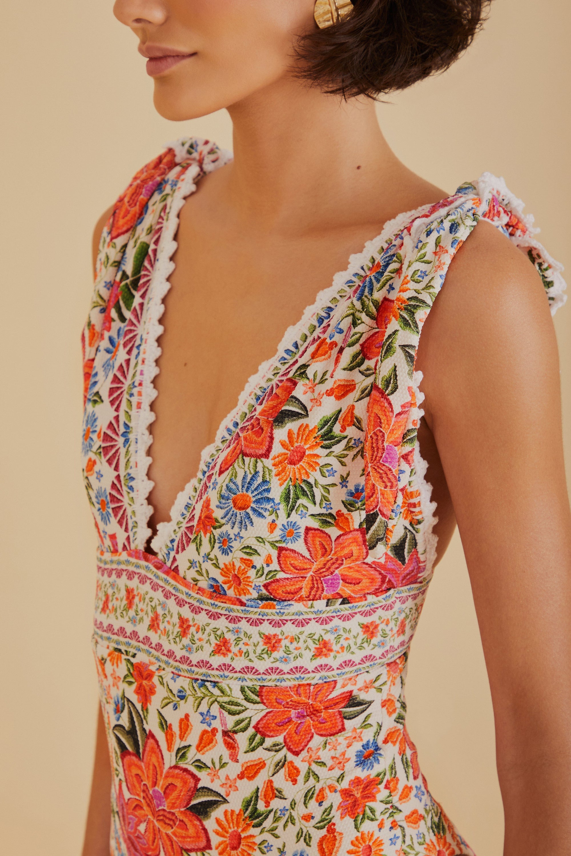 Bloom Garden one-piece swimming costume - Orange