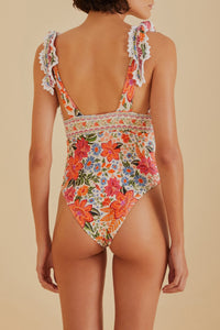 Bloom Garden one-piece swimming costume - Orange