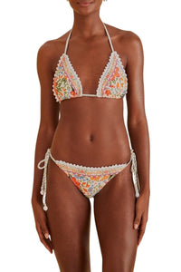 MEDIA OFF LINE_Bloom Garden triangle bikini top - White