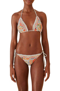 MEDIA OFF LINE_Bas de bikini à nouer Bloom Garden - Blanc