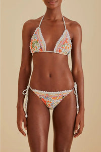 MEDIA OFF LINE_Bas de bikini à nouer Bloom Garden - Blanc