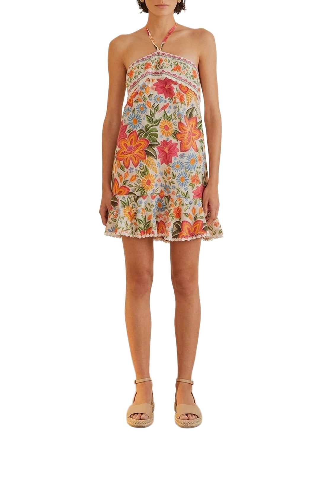 Robe courte Bloom Garden en coton - Orange