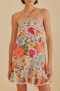 Robe courte Bloom Garden en coton - Orange