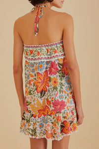 Robe courte Bloom Garden en coton - Orange