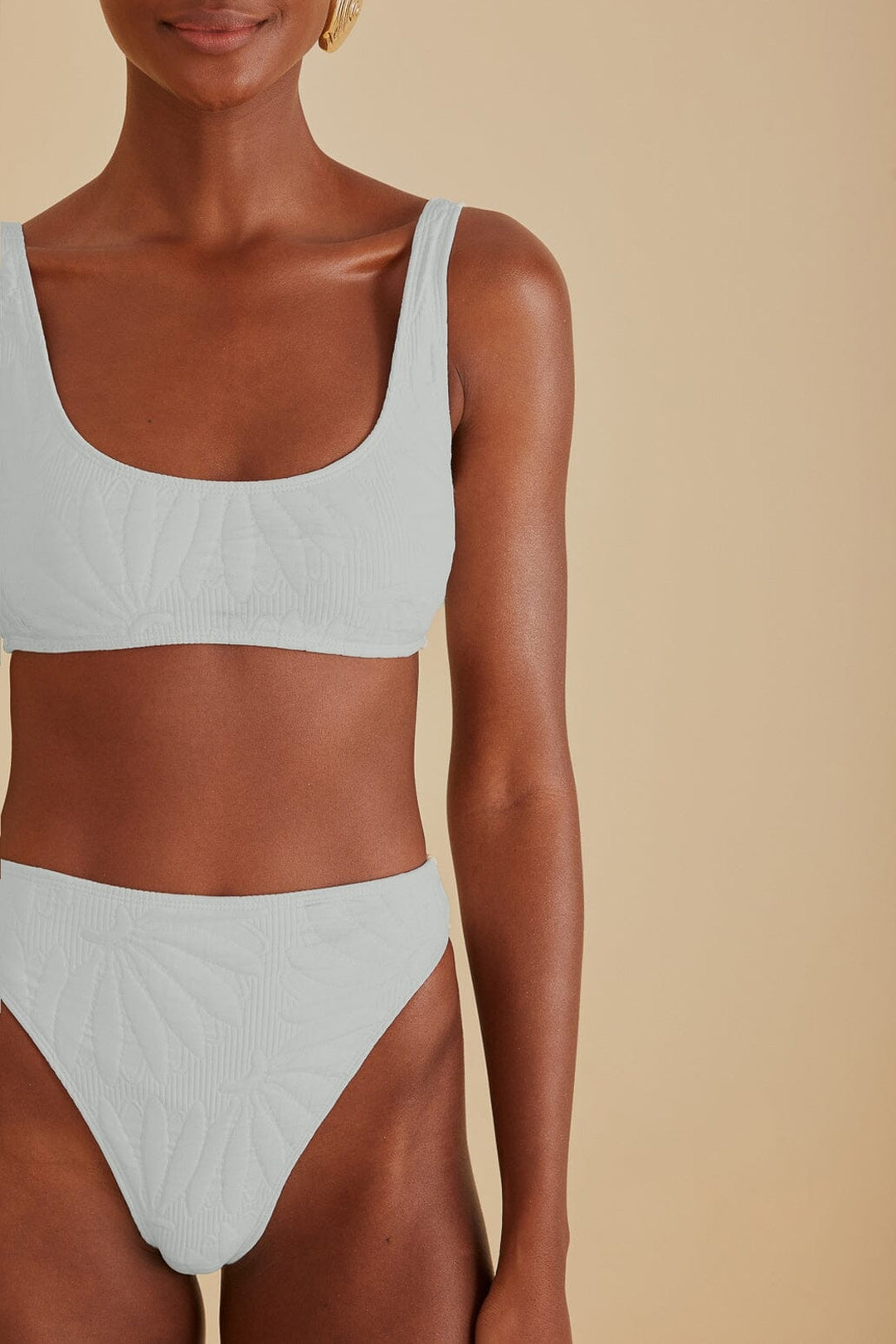 Quilted Banana high waist bikini bottoms - White
