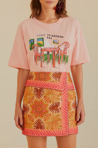 Jupe courte Palm en coton - Rose