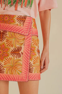 Jupe courte Palm en coton - Rose
