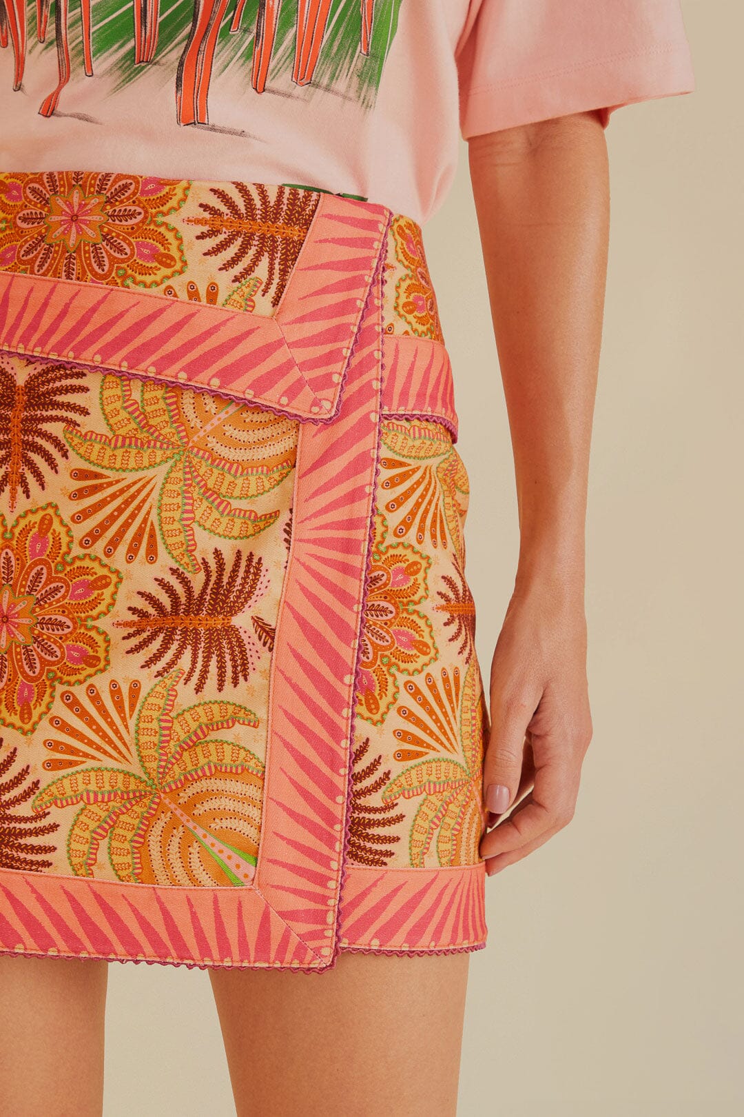 Jupe courte Palm en coton - Rose