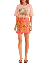 Jupe courte Palm en coton - Rose