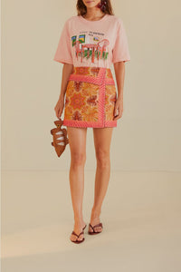 Jupe courte Palm en coton - Rose