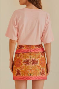 Jupe courte Palm en coton - Rose