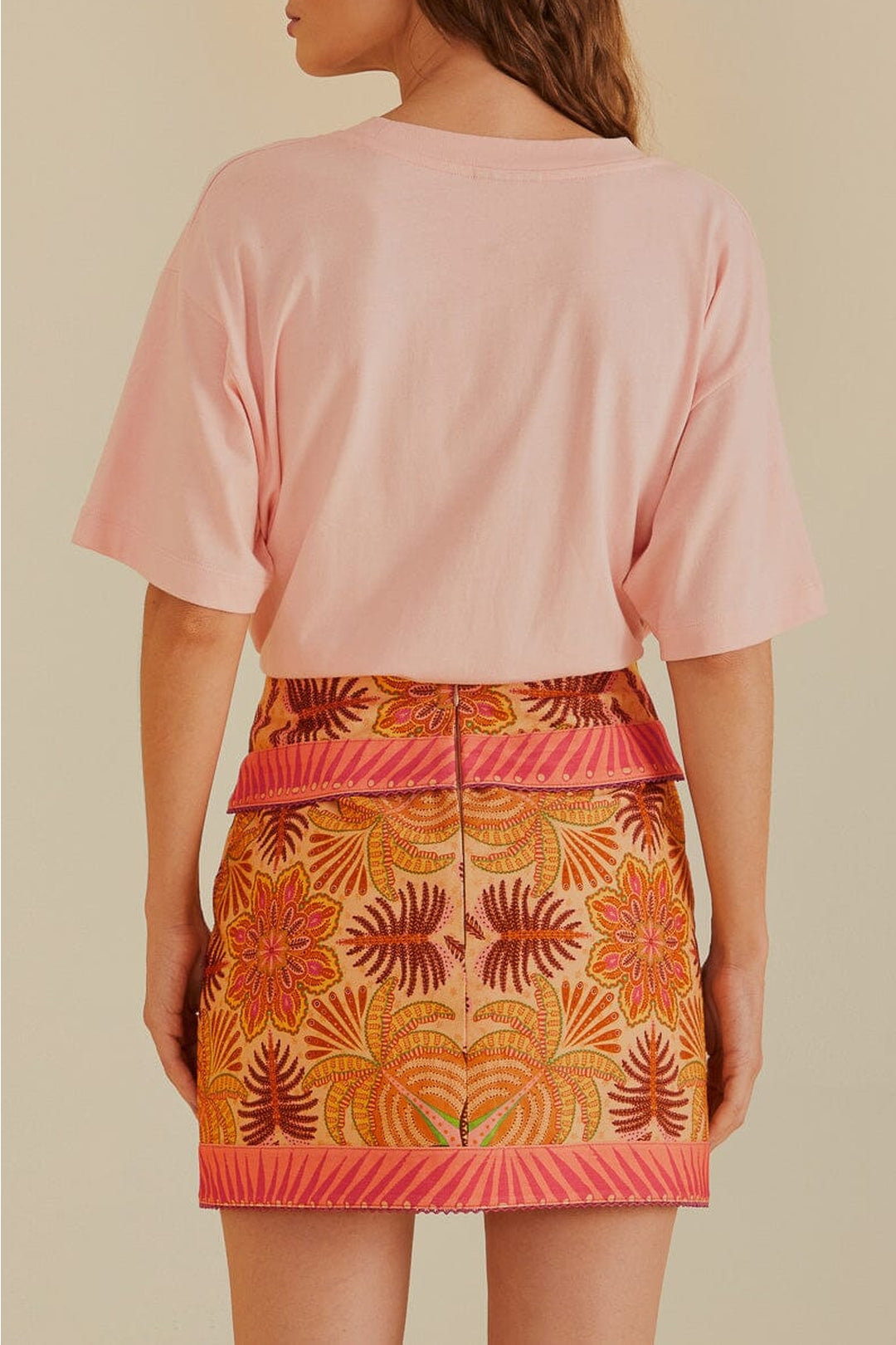 Jupe courte Palm en coton - Rose