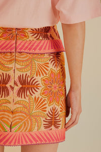 Jupe courte Palm en coton - Rose