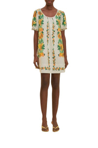 Robe courte Papaye à motif en coton - Blanc