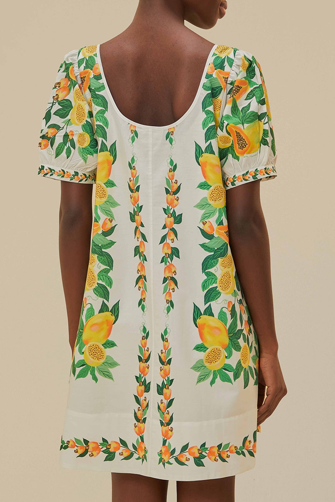 Robe courte Papaye à motif en coton - Blanc