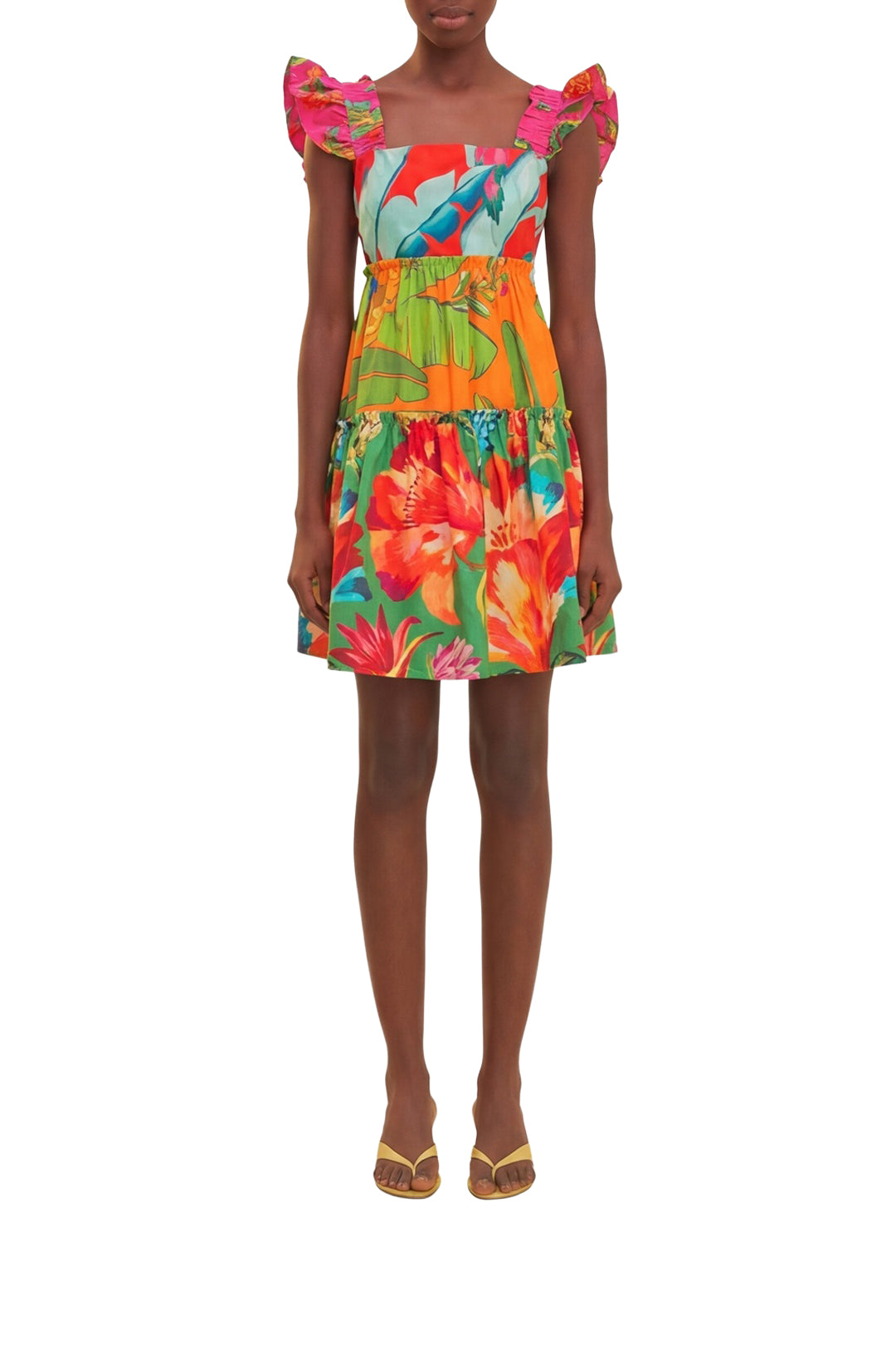 Robe courte Foliage en coton - Multicolore