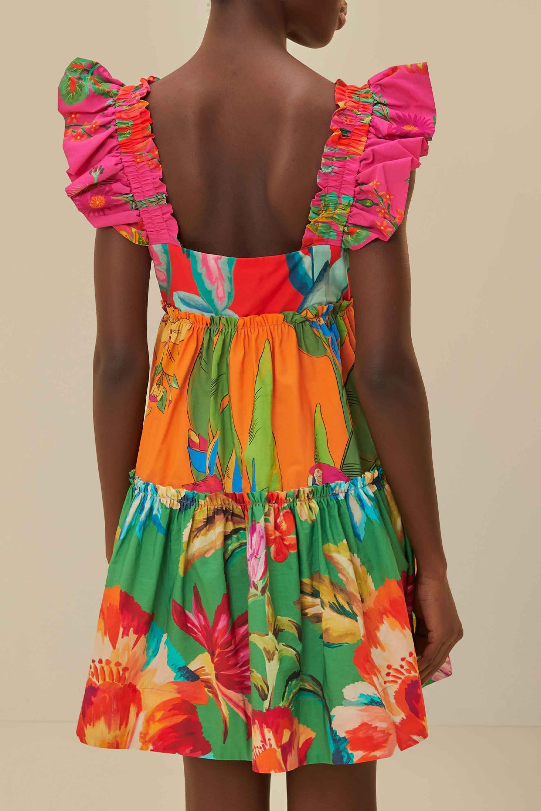 Robe courte Foliage en coton - Multicolore