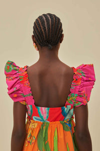 Robe courte Foliage en coton - Multicolore