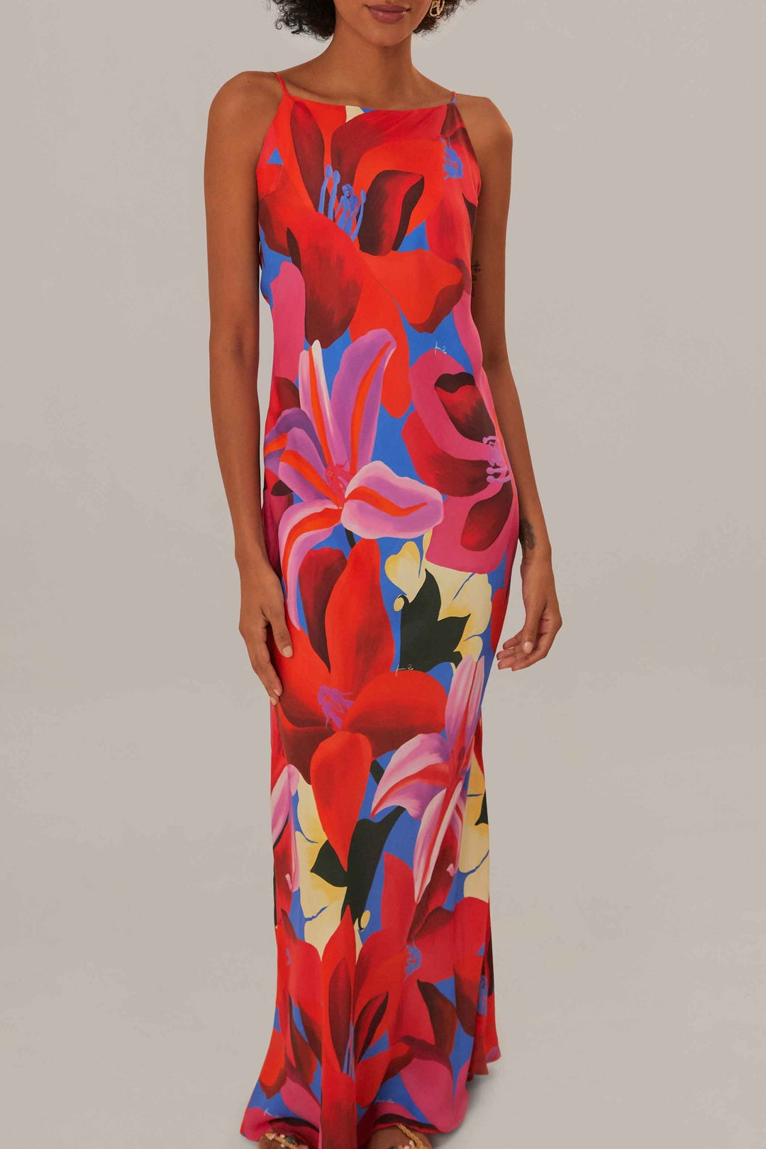 Robe longue à fleurs - Rouge