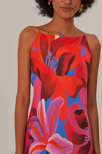 Robe longue à fleurs - Rouge
