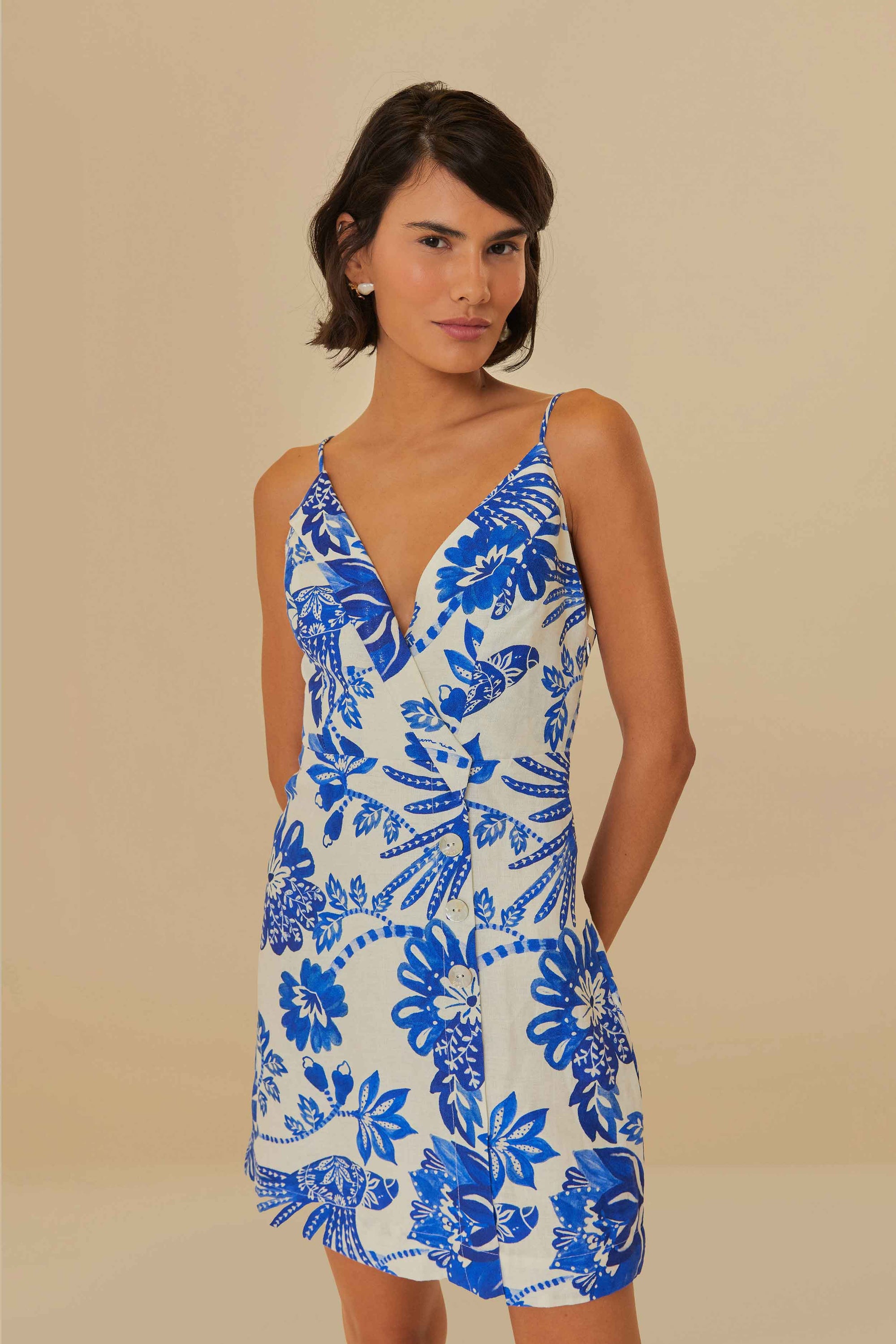 NEW_Floral Birds Off-White Robes courtes - Floral Birds Off-White