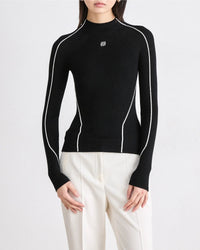 Pull à col montant en laine - Noir