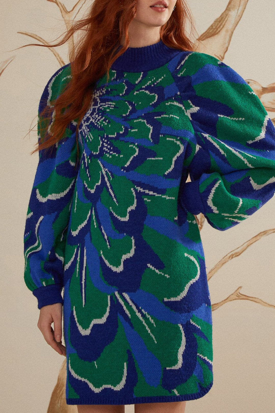 Robe courte à motif fleurs - Bleu