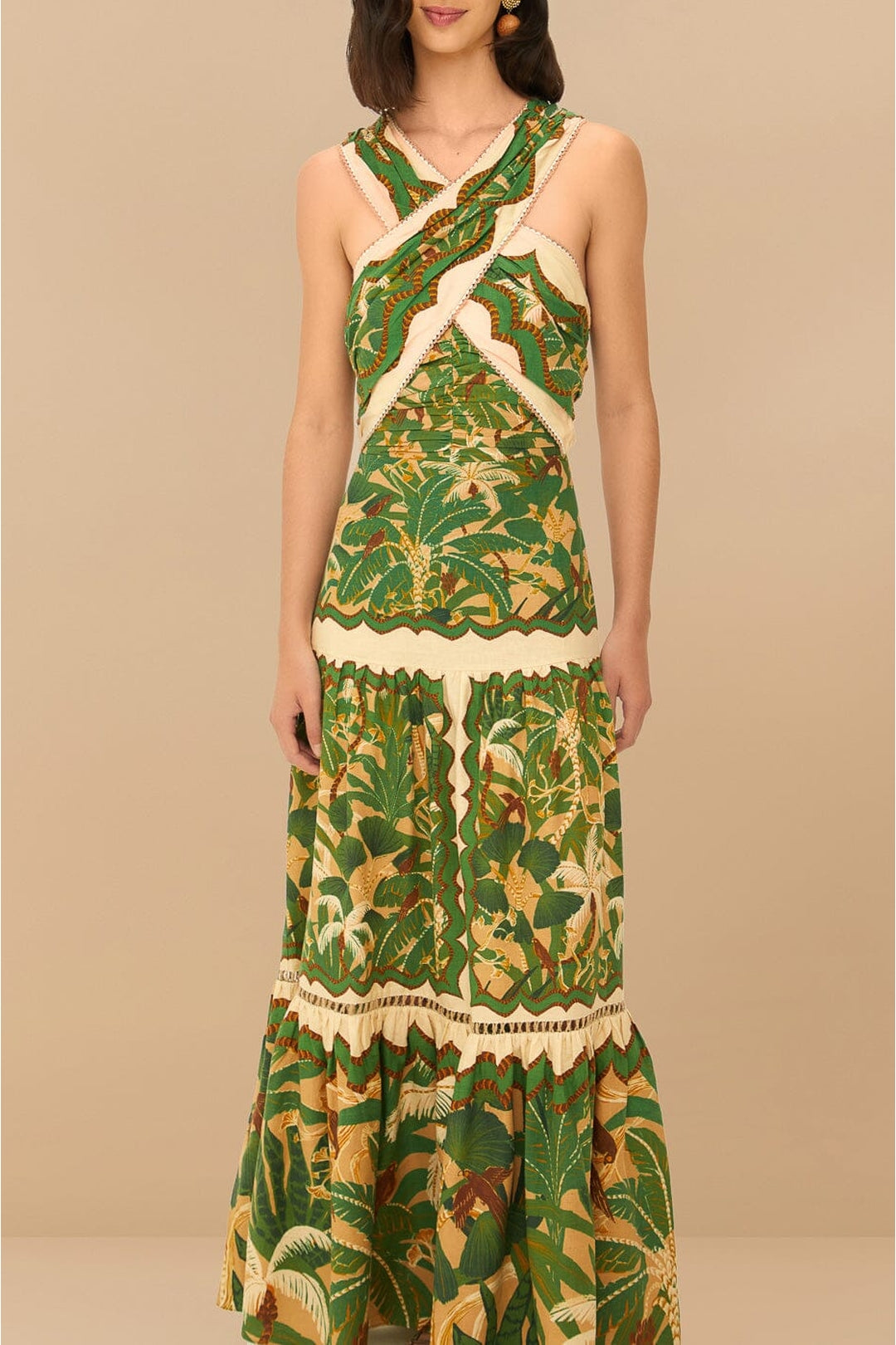 Robe longue Tropical Isla en lin - Vert