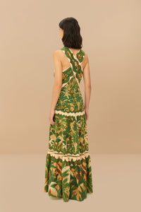Robe longue Tropical Isla en lin - Vert