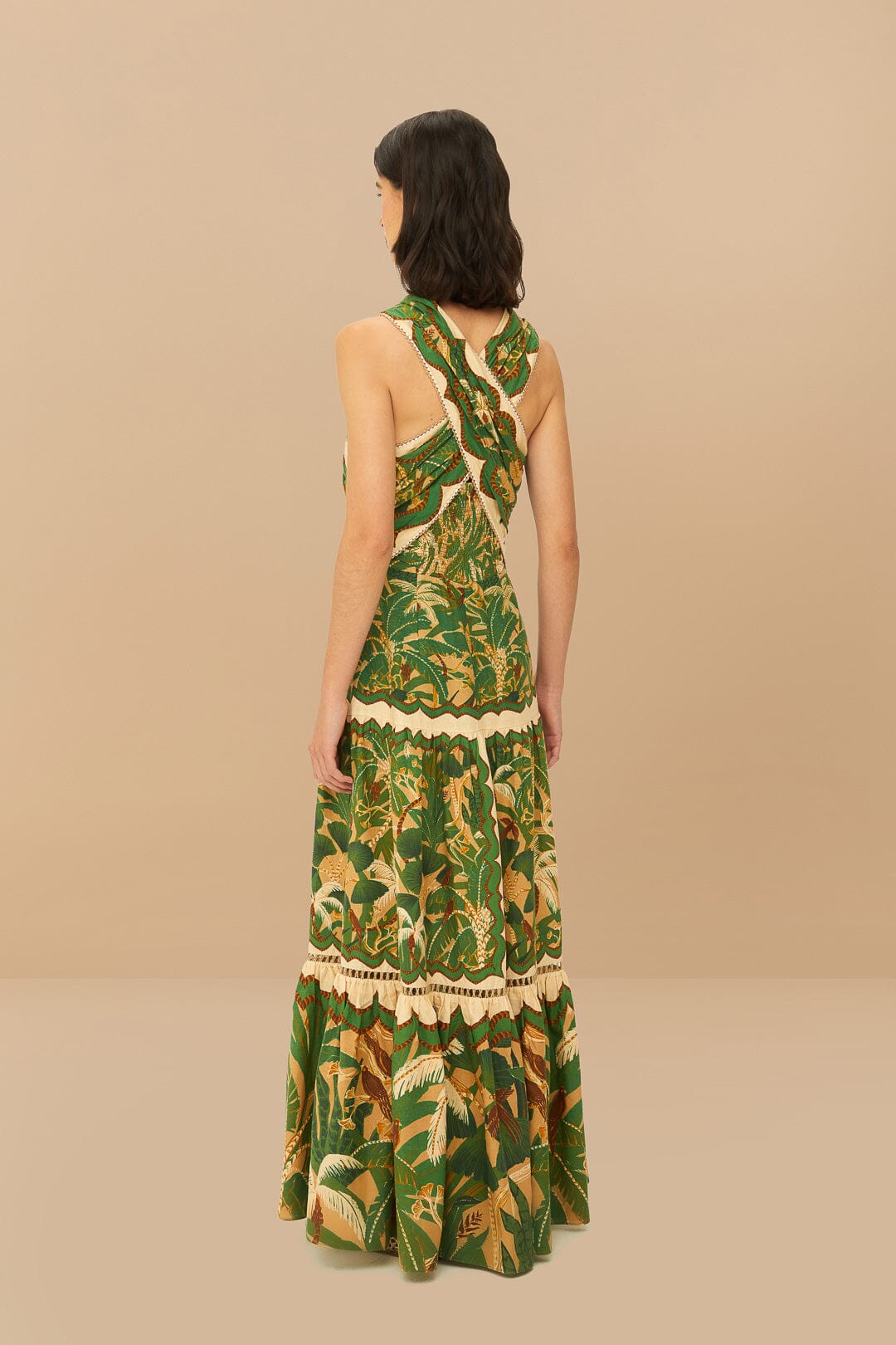 Robe longue Tropical Isla en lin - Vert