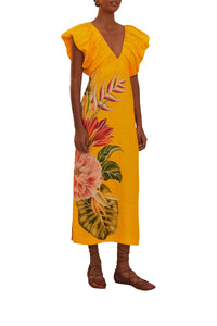 Spring Awakenning long dress in linen - Orange