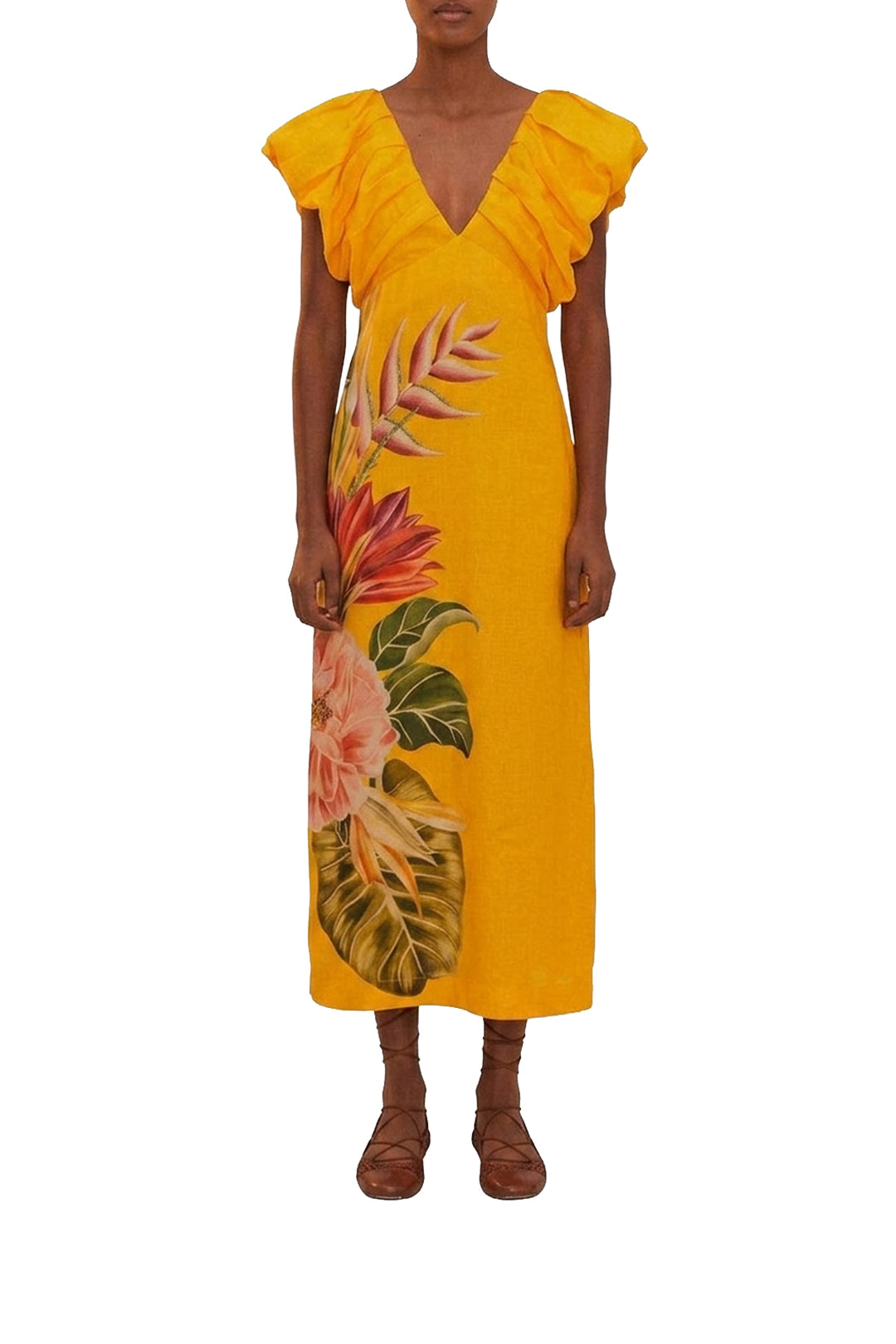 Robe midi Spring Awakenning en lin - Orange