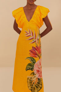 Spring Awakenning long dress in linen - Orange