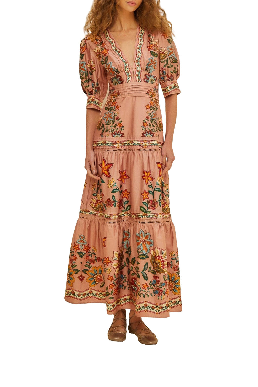 Robe longue Garden Delight en coton - Rose