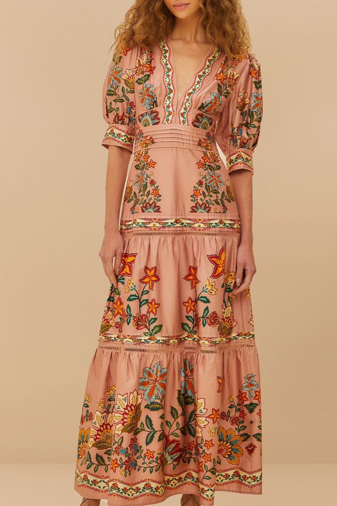 Robe longue Garden Delight en coton - Rose