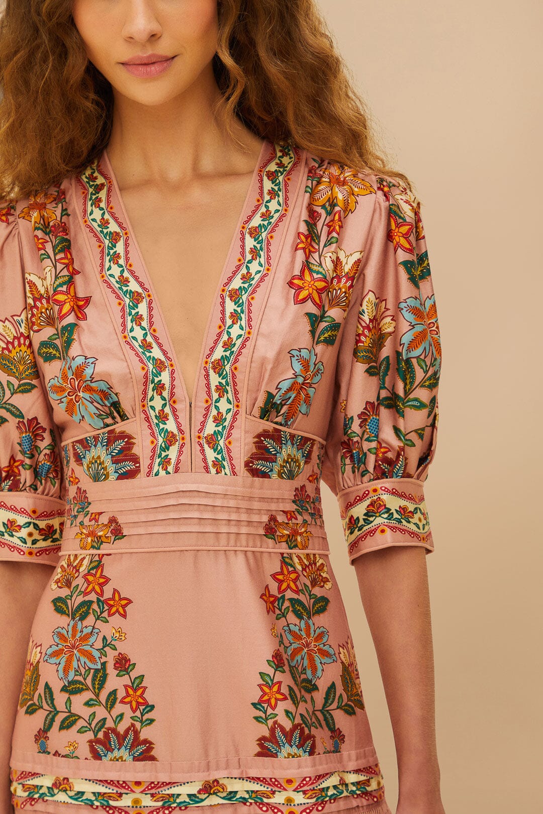 Robe longue Garden Delight en coton - Rose
