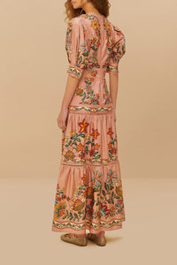 Robe longue Garden Delight en coton - Rose